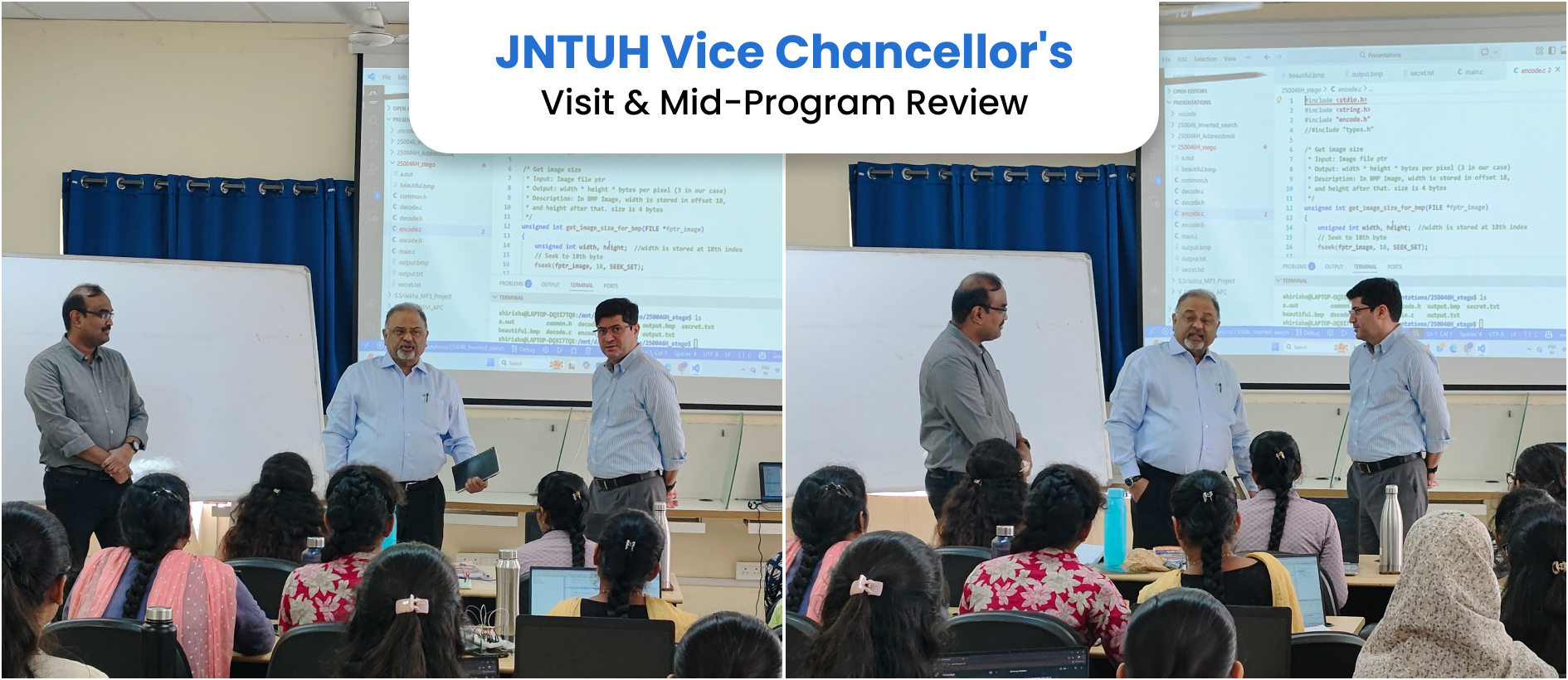 JNTUH Vice Chancellor inspects embedded systems training progress, reviews student projects, - Emertxe & JNTUH
