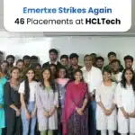 Emertxe students celebrating 46 placements at HCLTech