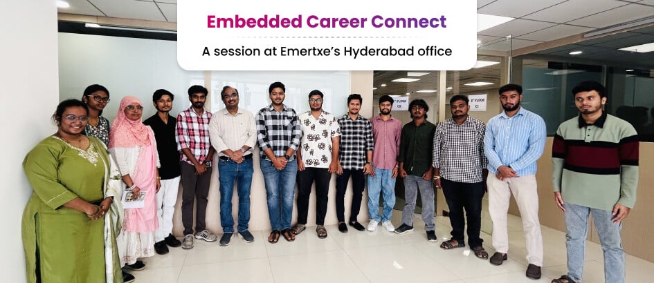 Group photo of people from Emertxe Embedded Career connect program