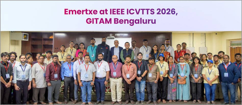 Emertxe technical head and delegates at IEEE ICVTTS 2026, GITAM Bengaluru.