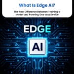 Edge AI chip illustration introducing the difference between model training and running a model on a device